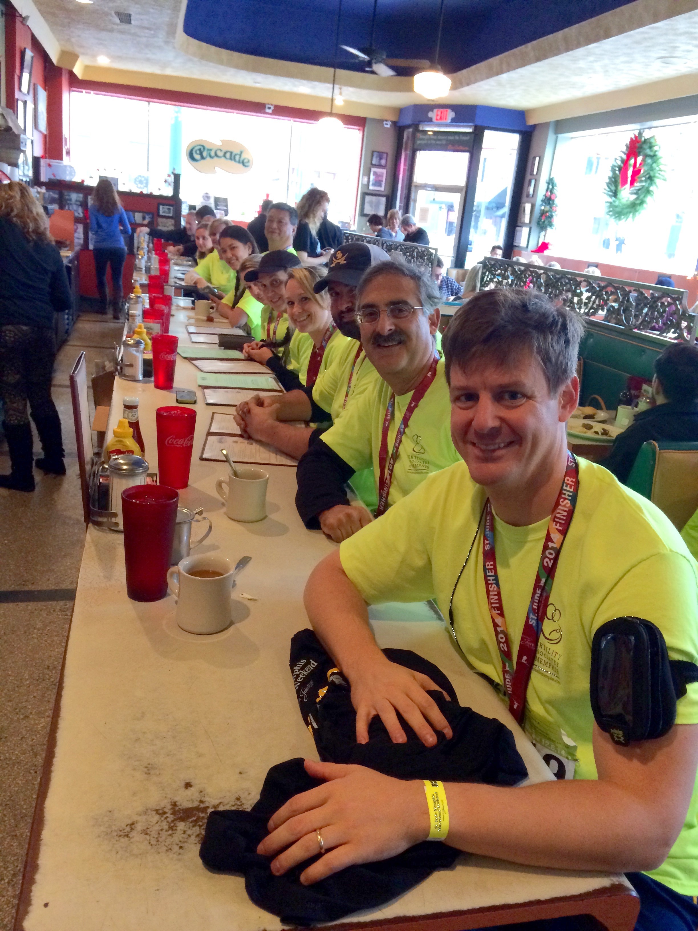Post-race team breakfast at the Arcade restaurant in Memphis